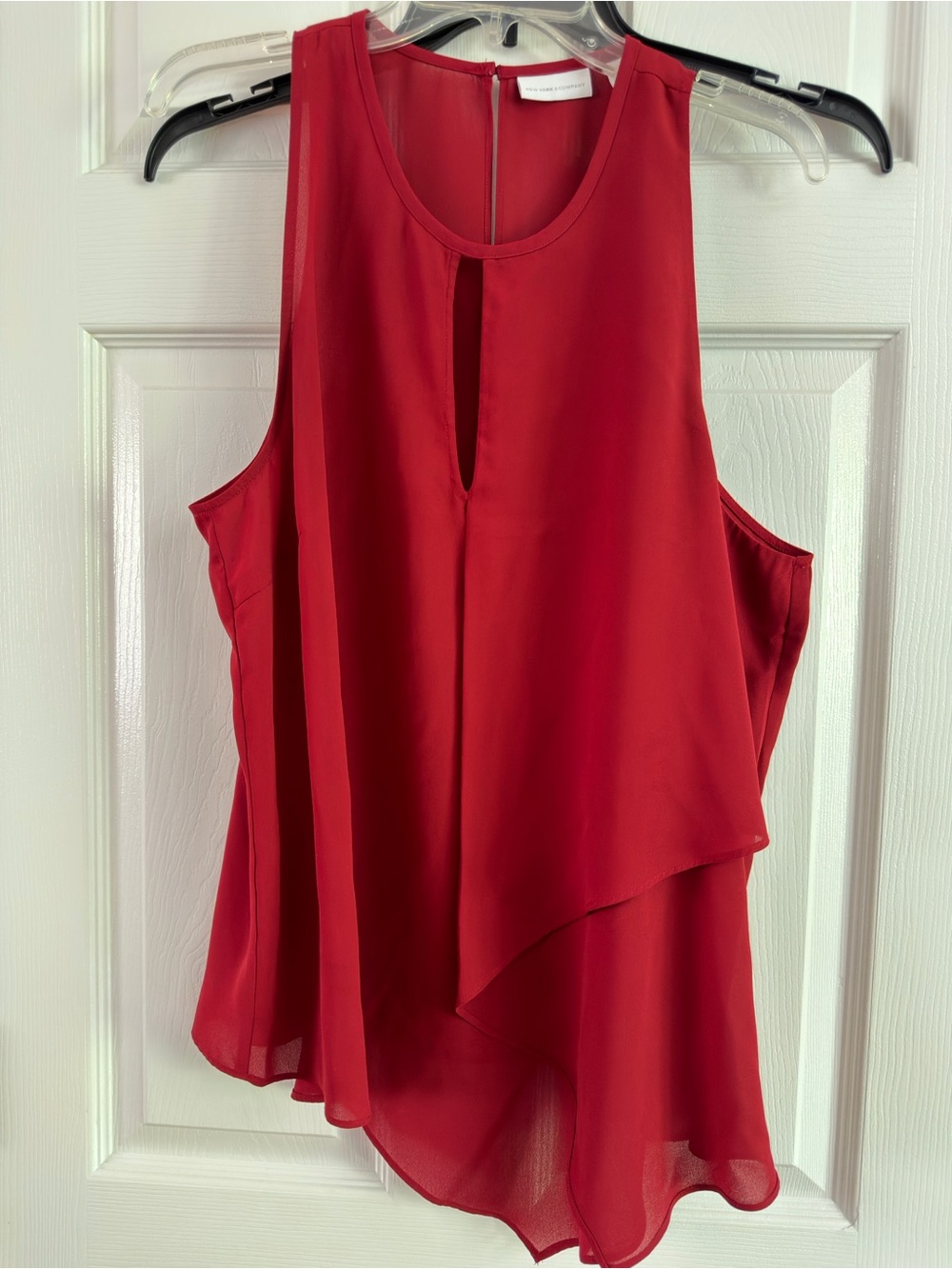 New York & Company Red Sleeveless Layered Keyhole Camisole/Blouse